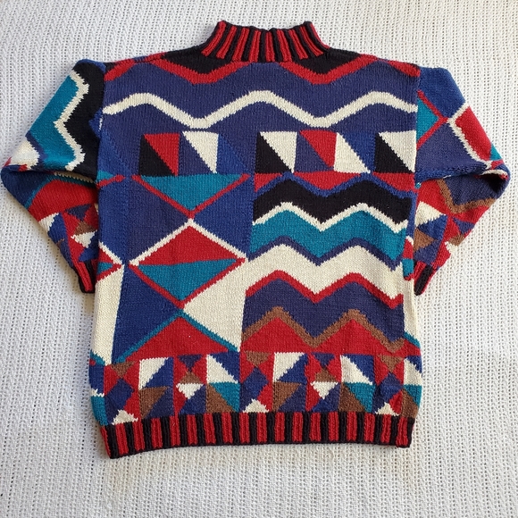 VTG Hunt Club Women's Petite Medium Ramie Cotton Geometric Pullover Sweater - Picture 2 of 8